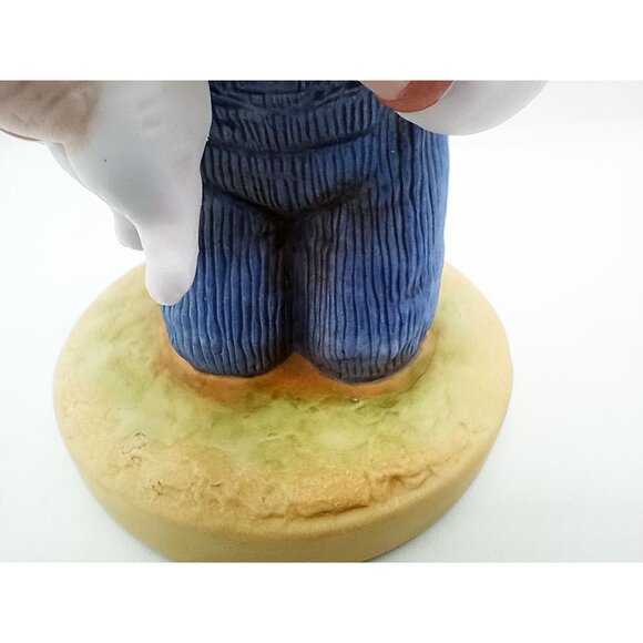 Denim Days Homco Boy Holding Rabbit Collectible 6 Inches Tall Hand Painted Farm - Picture 7 of 14
